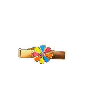 BLH Vintage Tie Bar‎ Clip rainbow flower